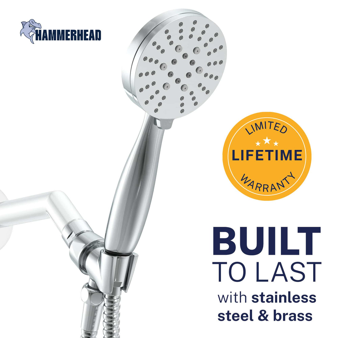 Built to Last 3-Spray Handheld Shower Head Set Chrome / 2.5 GPM Chrome / 1.75 GPM - The Shower Head Store