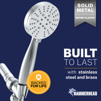 Built to Last All Metal 3-Spray Hand Held Shower Head with Hose Chrome / 2.5 - The Shower Head Store
