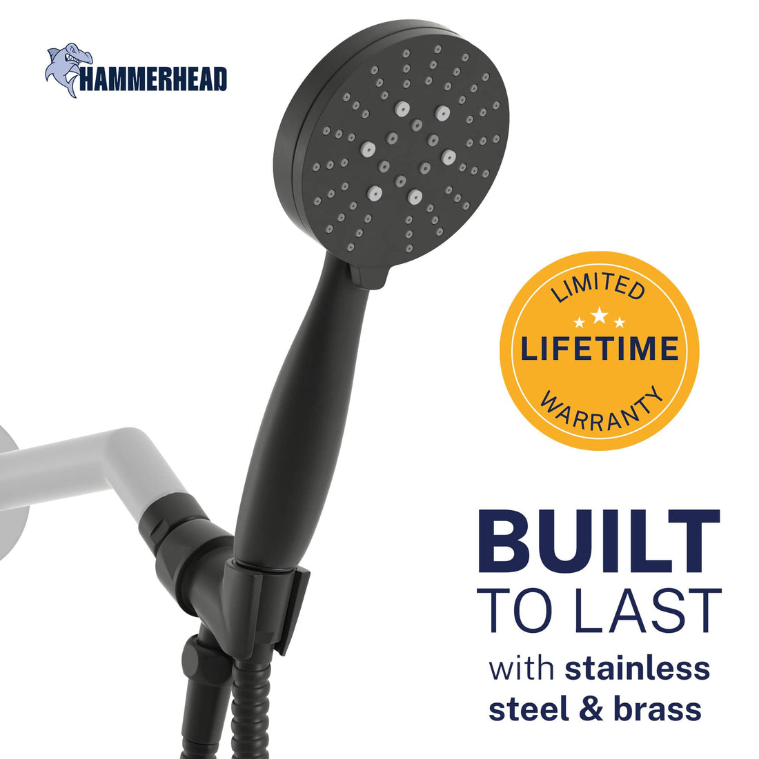 Built to Last All Metal 3-Spray Hand Held Shower Head with Hose Matte Black / 2.5 - The Shower 