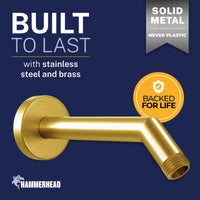 Built to Last All Metal 7" Shower Arm Brushed Gold  - The Shower Head Store