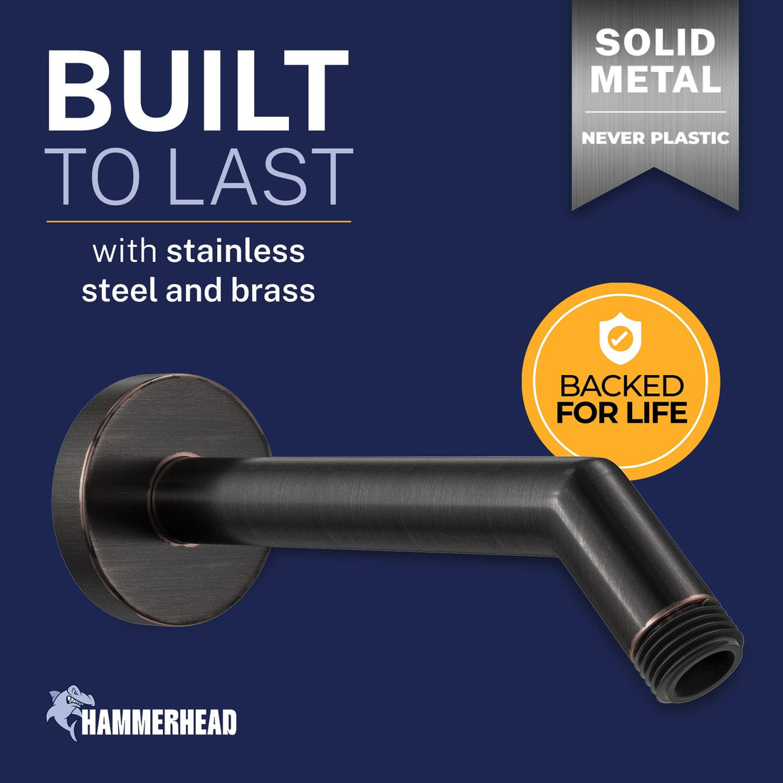 Built to Last All Metal 7" Shower Arm Oil Rubbed Bronze  - The Shower Head Store