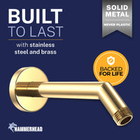 Built to Last All Metal 7" Shower Arm Polished Brass  - The Shower Head Store
