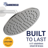 Built to Last 8 Inch Rain Shower Head HammerHead Gray / 2.5 GPM - The Shower Head Store