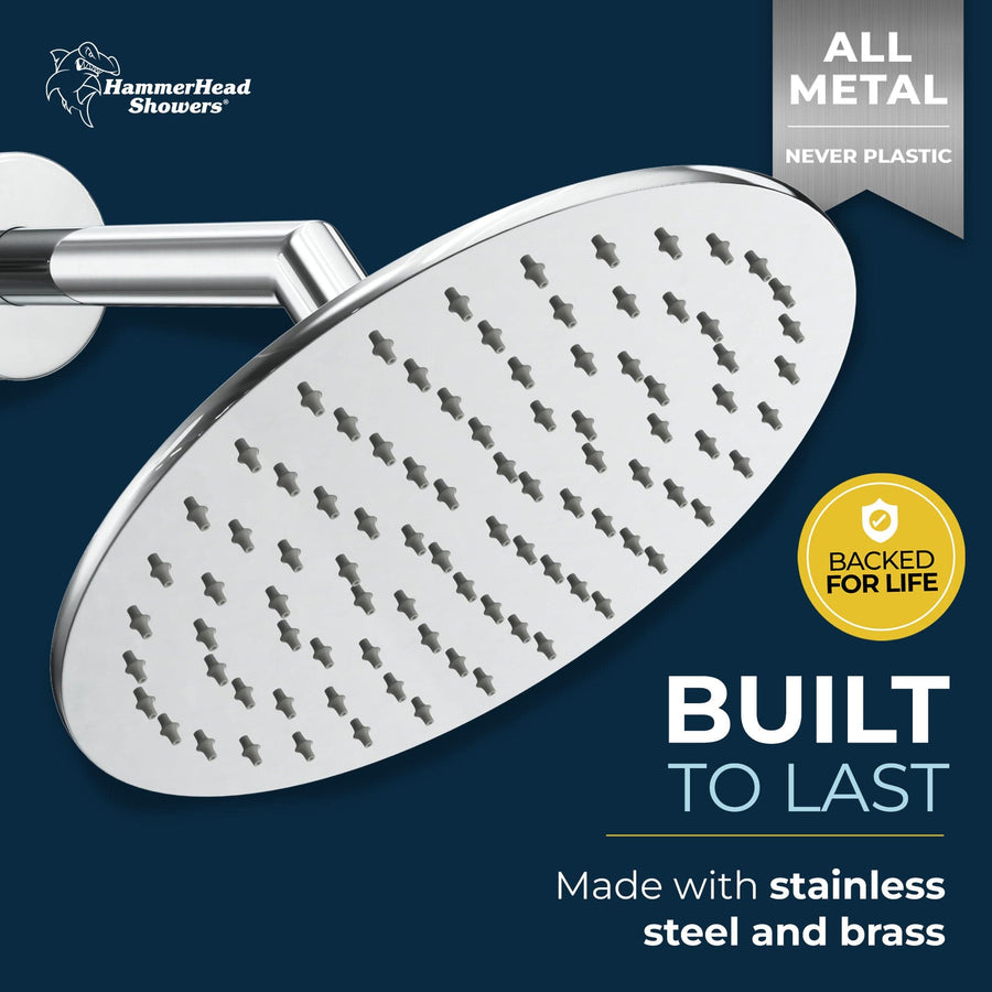 Built to Last 8 Inch Round Rain Shower Head Chrome / 2.5 - The Shower Head Store