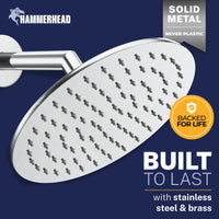 Built to Last 8 Inch Round Rain Shower Head Chrome / 2.5 GPM Chrome / 1.75 GPM - The Shower Head Store