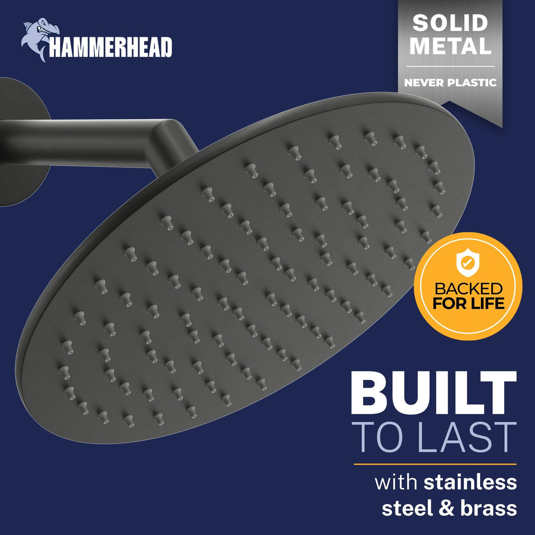 Built to Last 8 Inch Round Rain Shower Head Matte Black / 2.5 GPM Matte Black / 1.75 GPM - The Shower Head Store