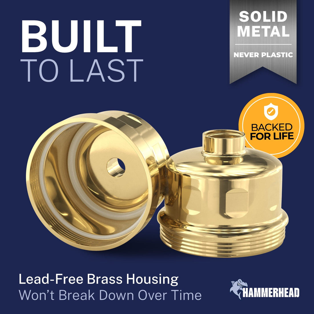 Built to Last Shower Head Filter Polished Brass - The Shower Head Store