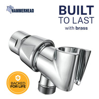 Built to Last HammerHead Showers All Metal Shower Head Holder Bracket Main Image Chrome - The Shower Head Store
