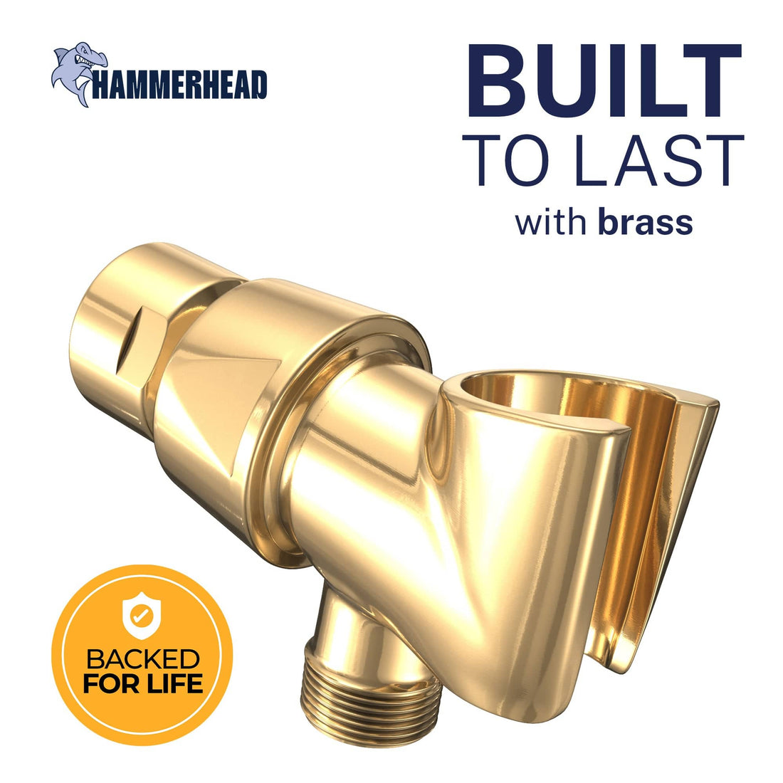 Built to Last Handheld Shower Head Holder Polished Brass - The Shower Head Store