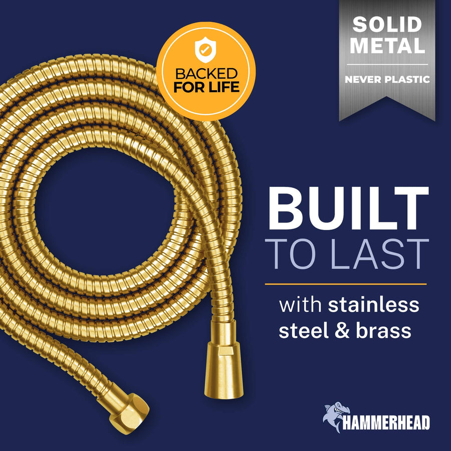 Built to Last Shower Hose Attachment for Shower Head Brushed Gold / 72 Inches - The Shower Head Store