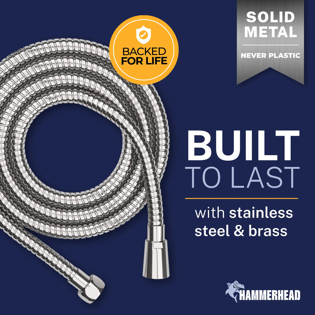 Built to Last Shower Hose Attachment for Shower Head 72 Inch Chrome / 72 Inches Chrome / 108 Inches - The Shower Head Store