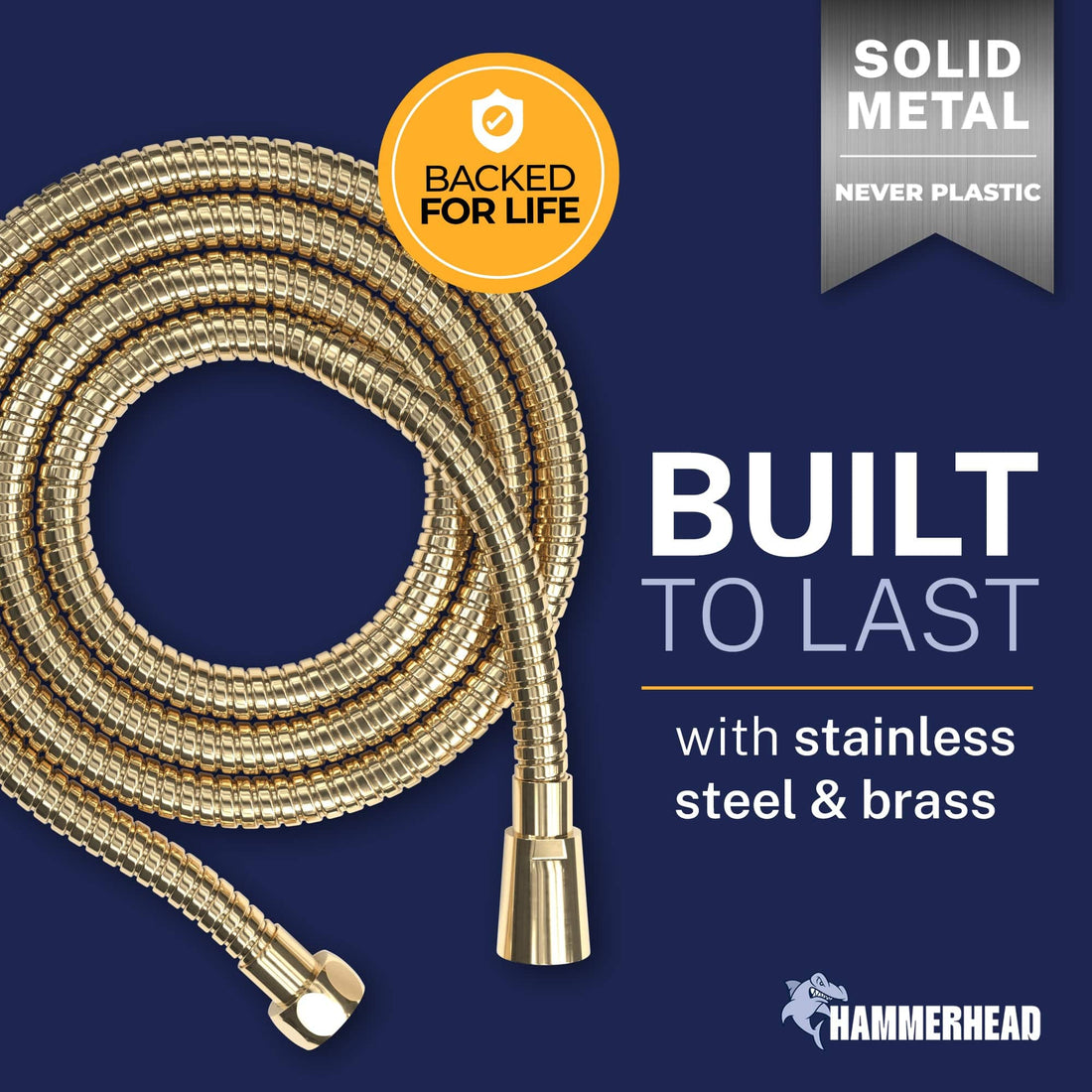Built to Last Shower Hose Attachment for Shower Head Polished Brass / 72 Inches - The Shower Head