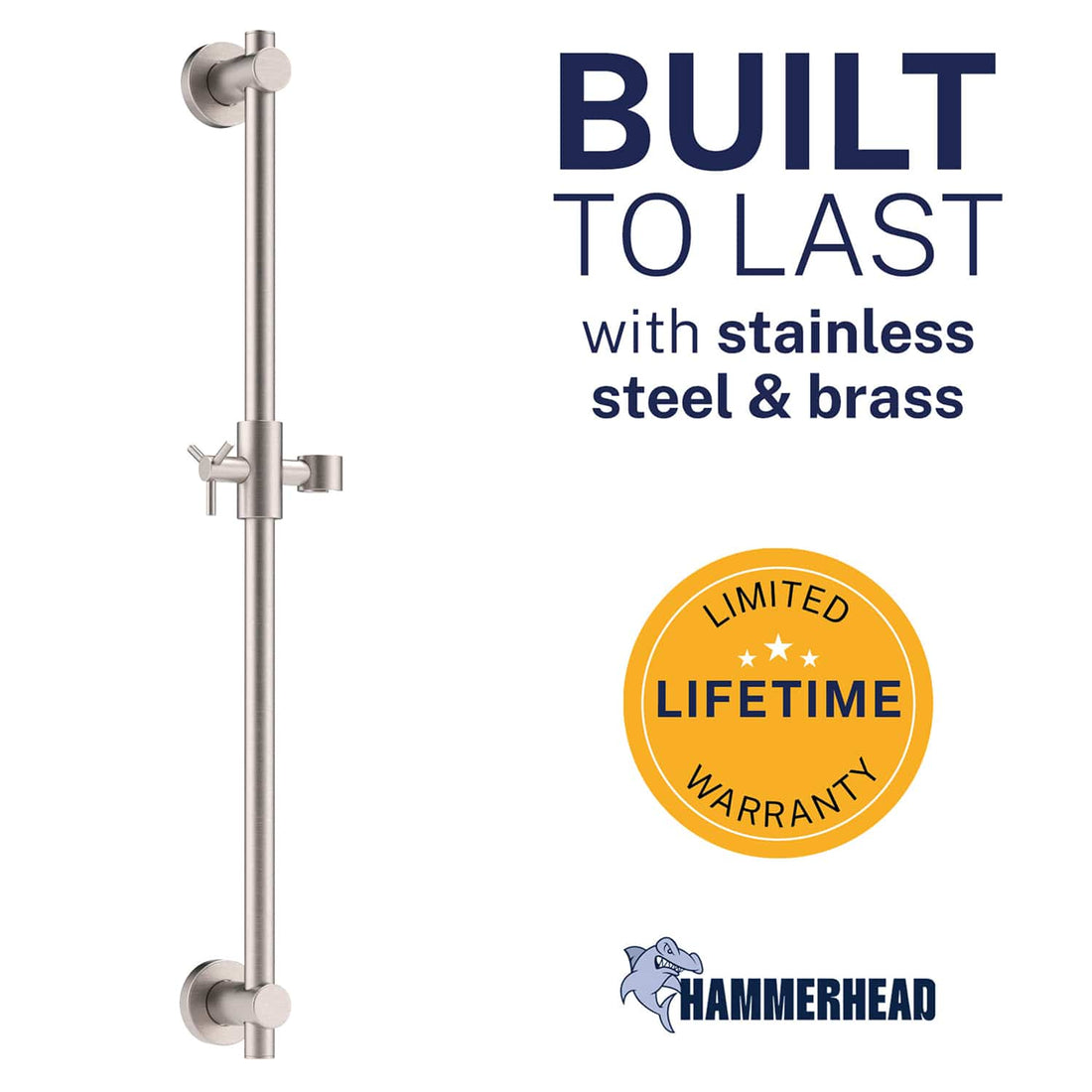 Built to Last All Metal Shower Slide Bar for Hand Held Shower Heads Brushed Nickel - The Shower Head Store
