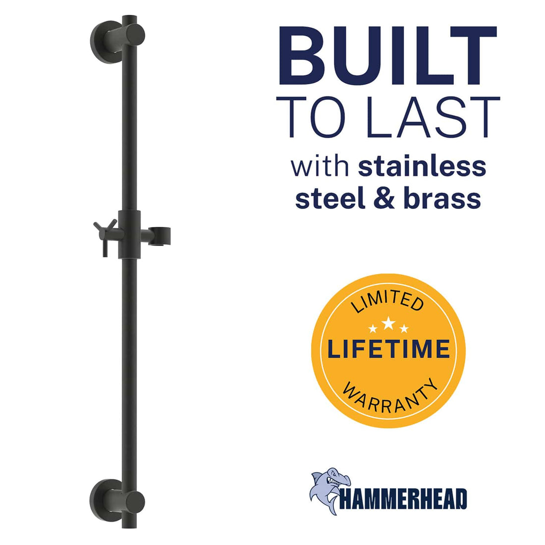 Built to Last All Metal Shower Slide Bar for Hand Held Shower Heads Matte Black - The Shower Head Store
