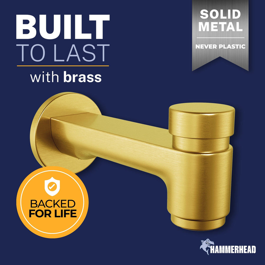 Built to Last Spring Loaded Tub Spout Brushed Gold - The Shower Head Store