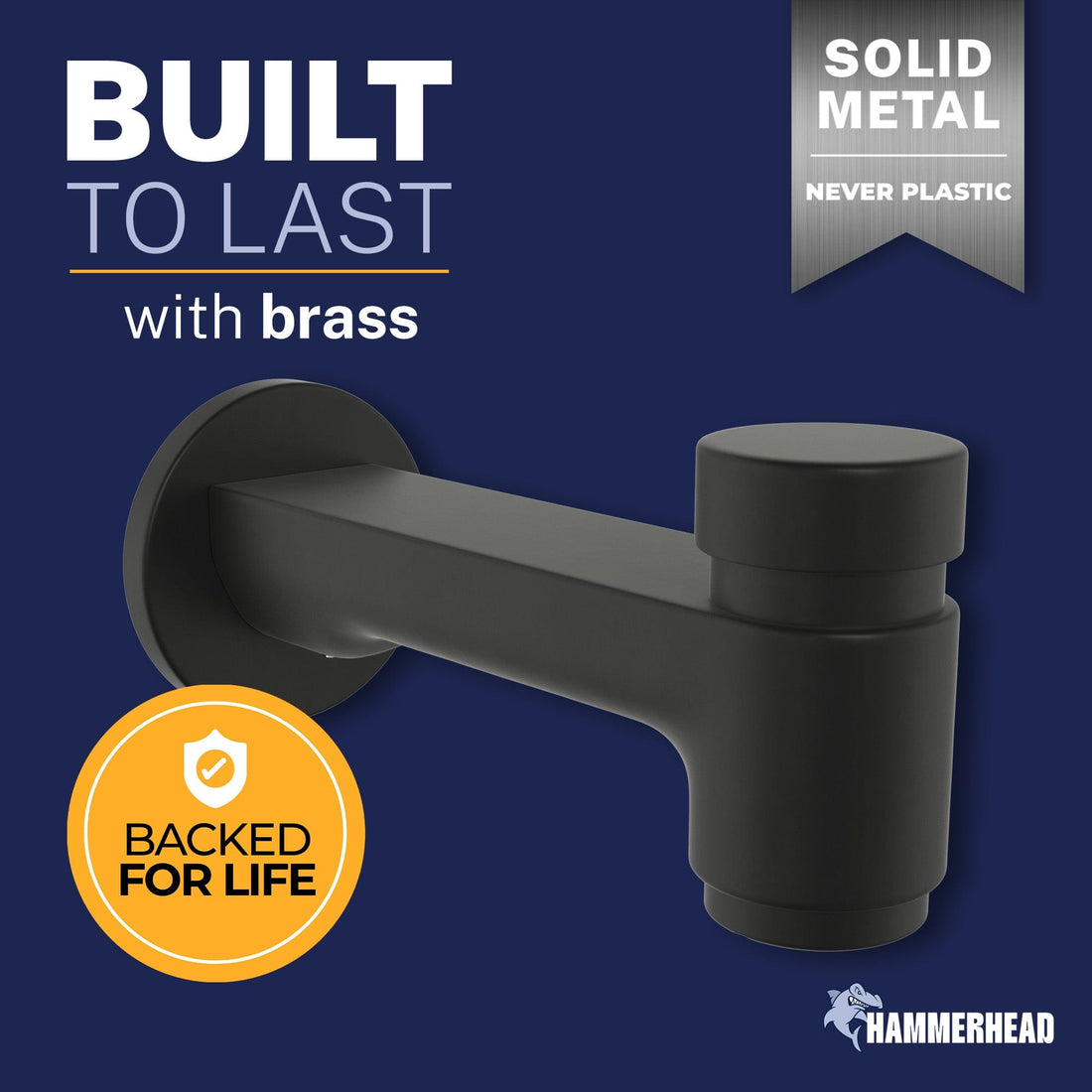 Built to Last Spring Loaded Tub Spout Matte Black - The Shower Head Store