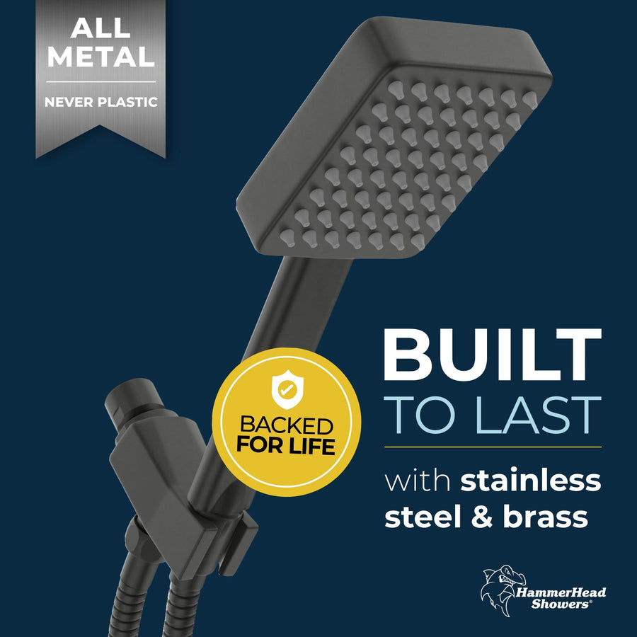 Built to Last Handheld Square Shower Head Set Matte Black  / 2.5 - The Shower Head Store