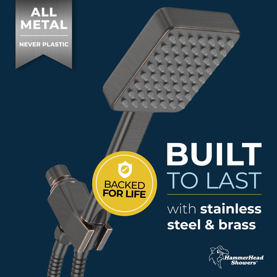 Built to Last Handheld Square Shower Head Set Oil Rubbed Bronze  / 2.5 - The Shower Head Store