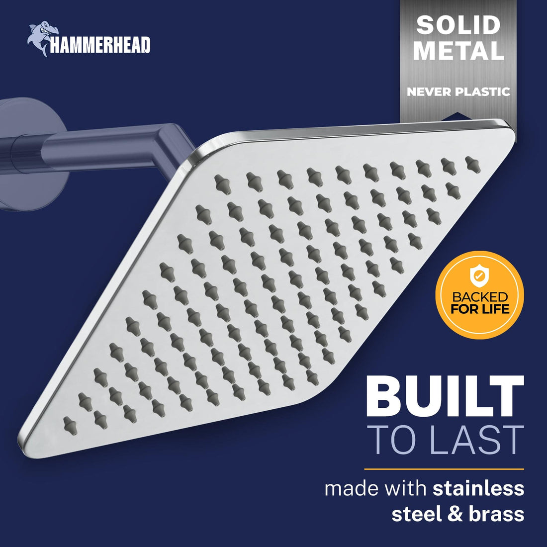 Built to Last Square Rain Shower Head Chrome/ 2.5 - The Shower Head Store