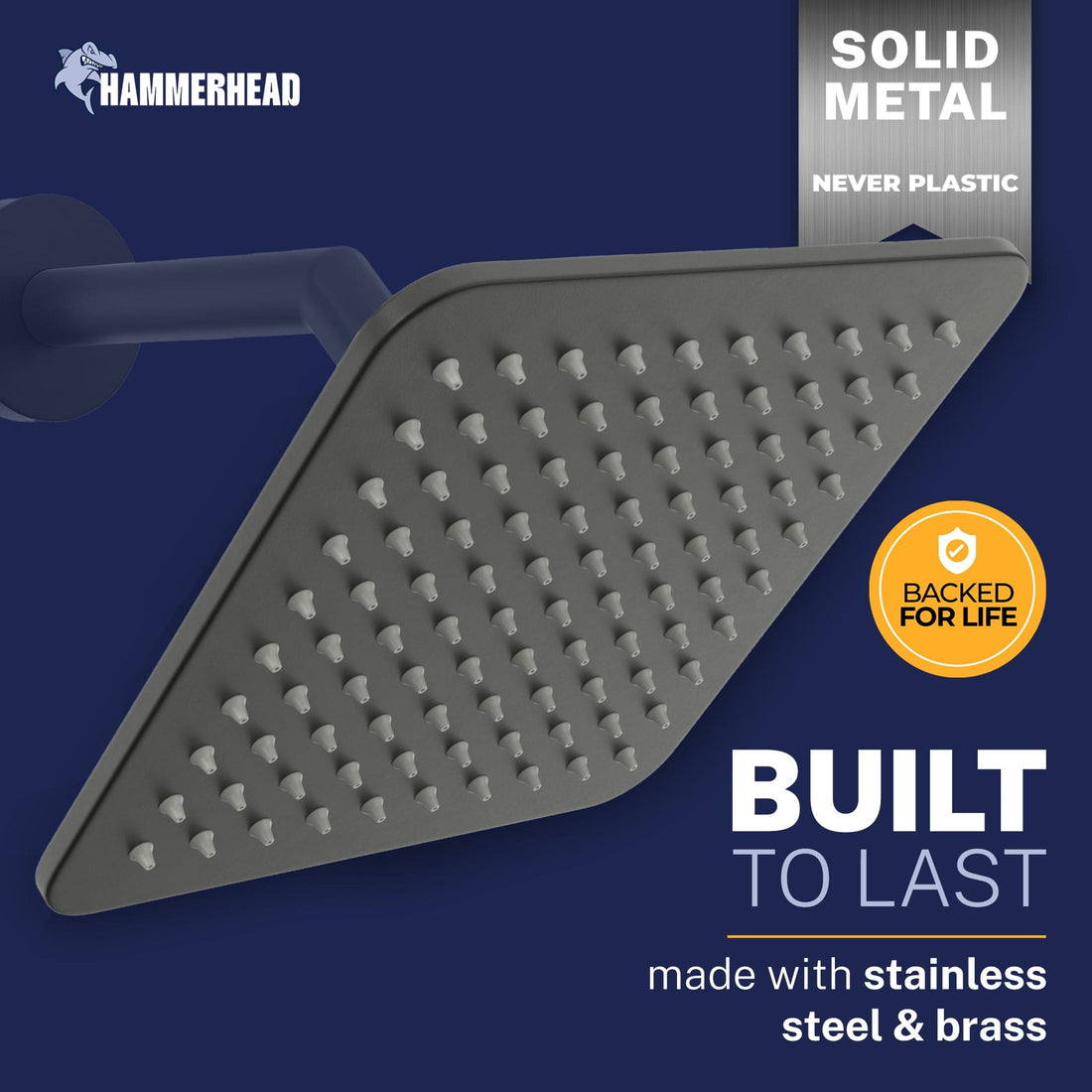 Built to Last Square Rain Shower Head Matte Black / 2.5 - The Shower Head Store