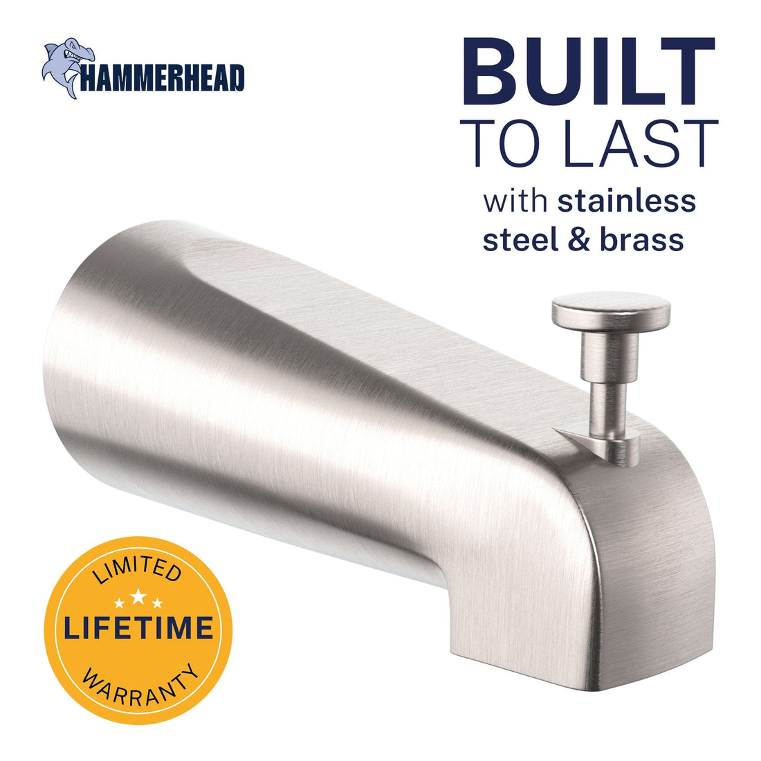 Built to Last Tub Spout Brushed Nickel - The Shower Head Store
