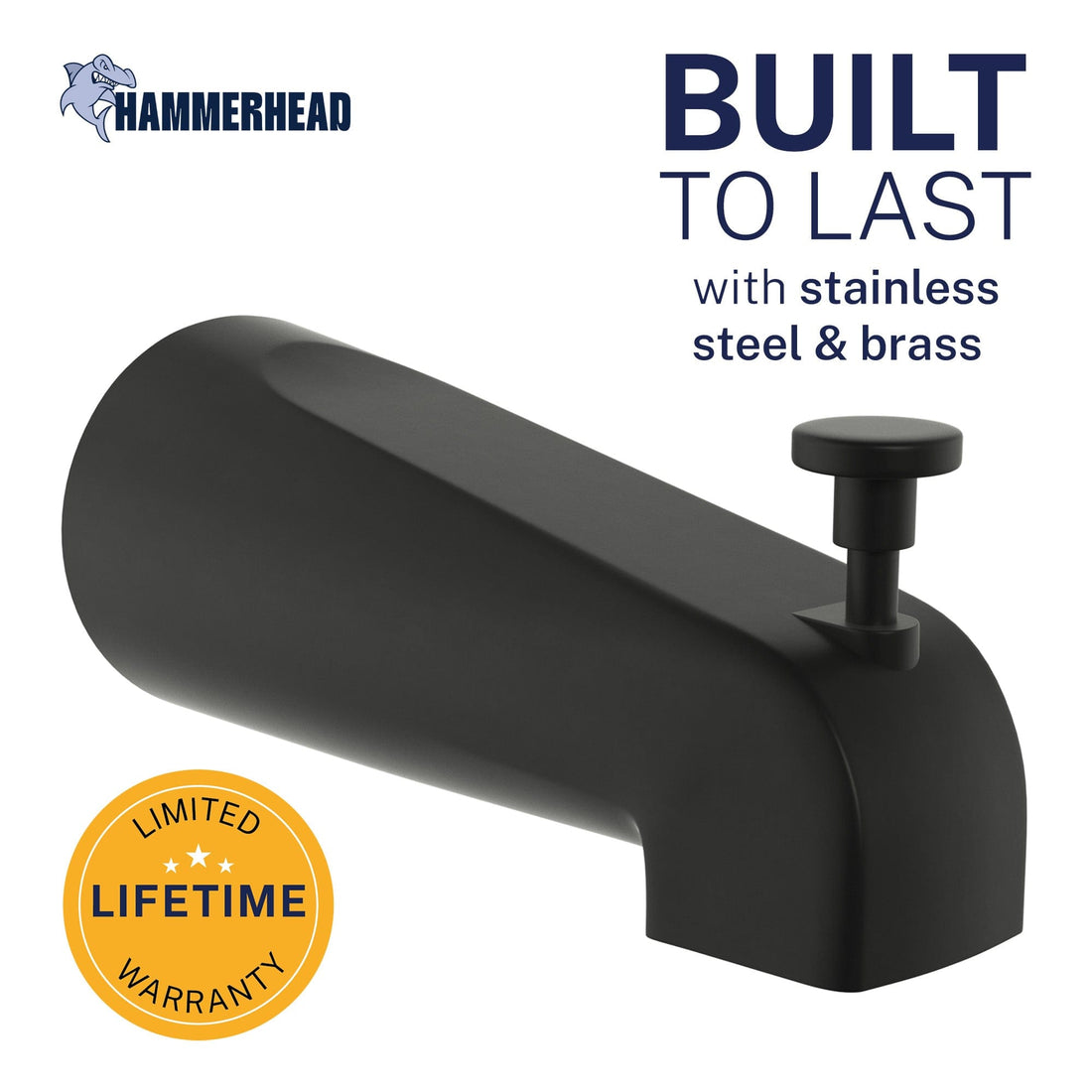 Built to Last Tub Spout Matte Black - The Shower Head Store