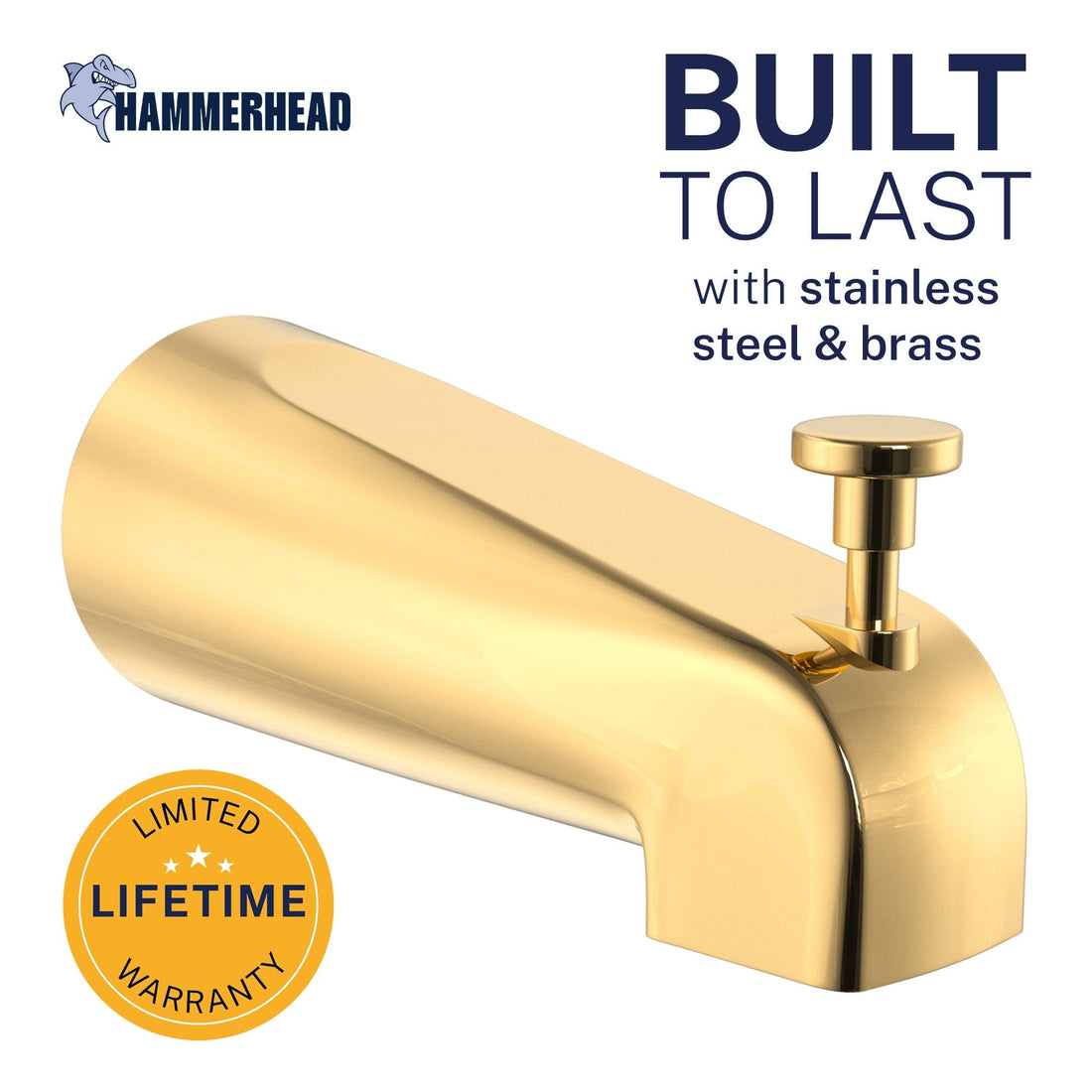 Built to Last Tub Spout Polished Brass - The Shower Head Store