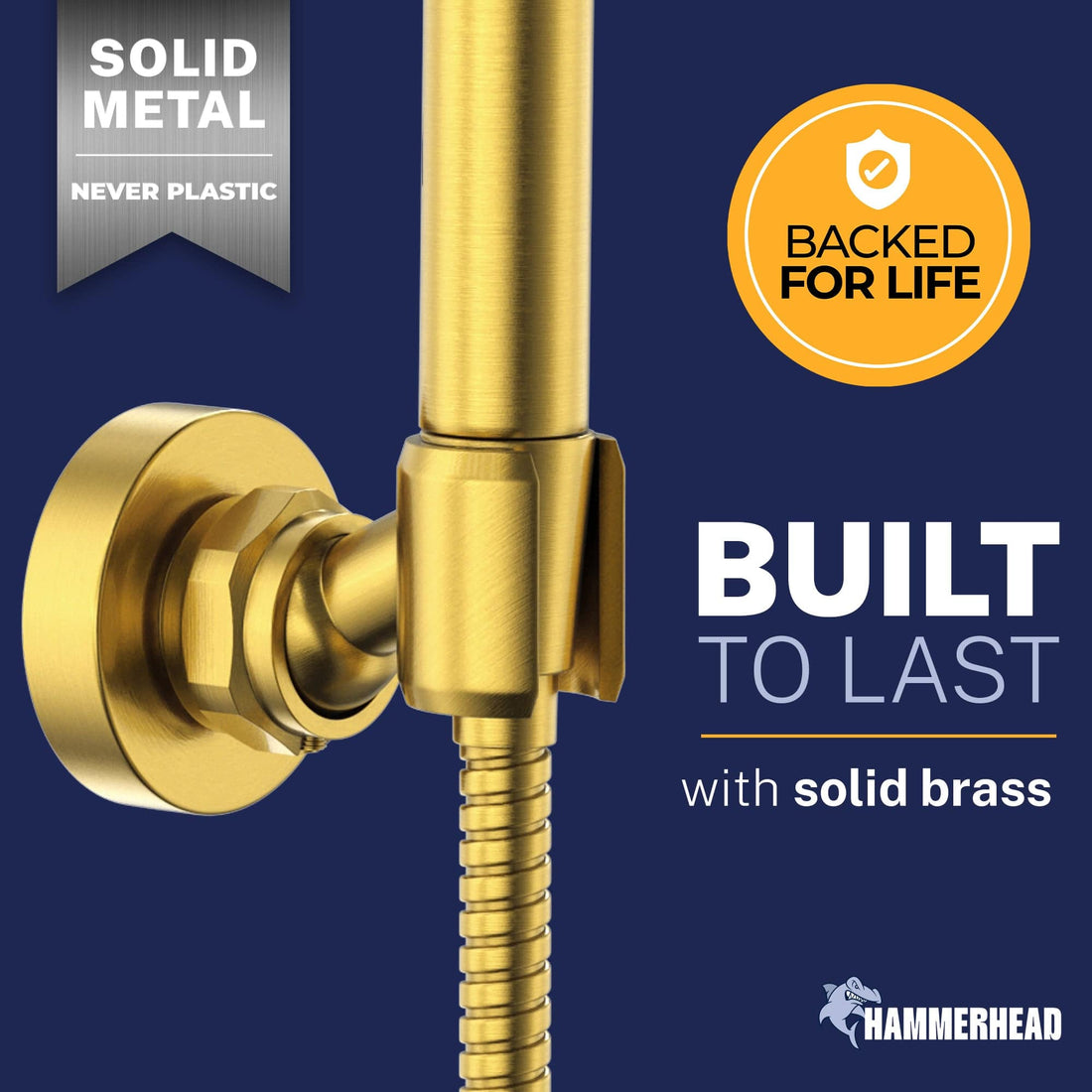 Built to Last Wall Mount Holder Brushed Gold  - The Shower Head Store