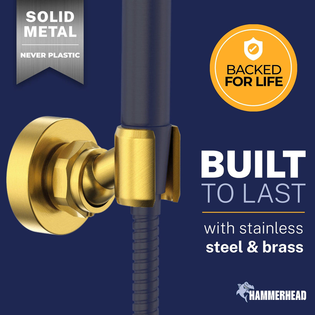 Built to Last Wall Mount Holder Brushed Gold  - The Shower Head Store