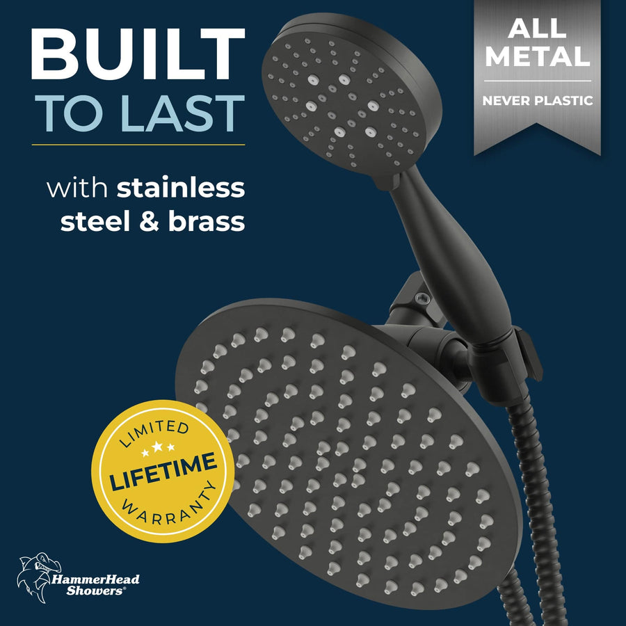 Built to Last 3-Spray Dual Shower Head Matte Black / 2.5 - The Shower Head Store