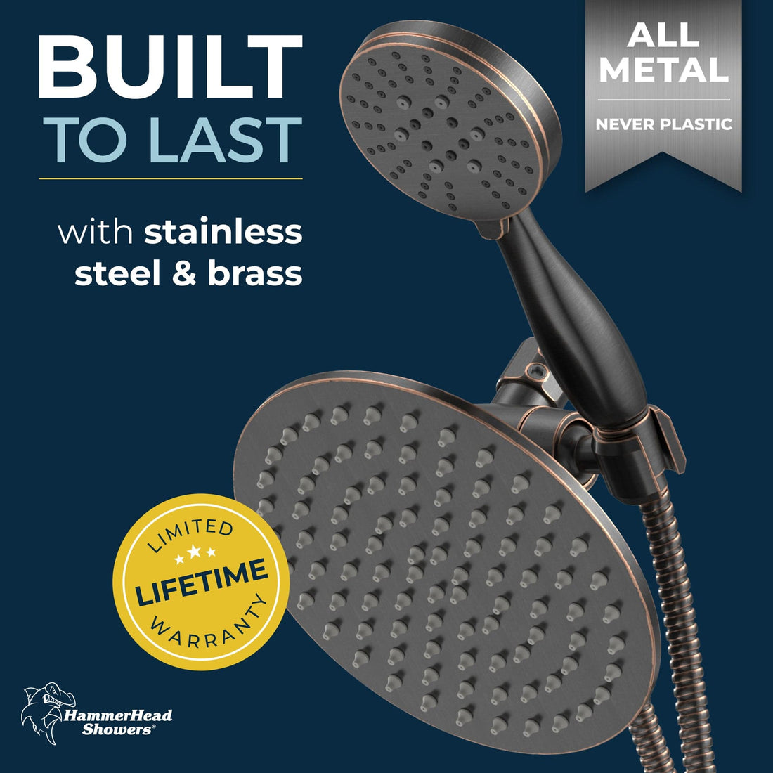 Built to Last 3-Spray Dual Shower Head Oil Rubbed Bronze / 2.5 - The Shower Head Store