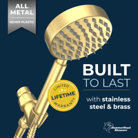 Built to Last All Metal Handheld Shower Head Set 1-Spray Chrome - The Shower Head Store Brushed Gold / 2.5