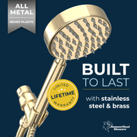 Built to Last All Metal Handheld Shower Head Set 1-Spray Chrome - The Shower Head Store Polished Brass / 2.5
