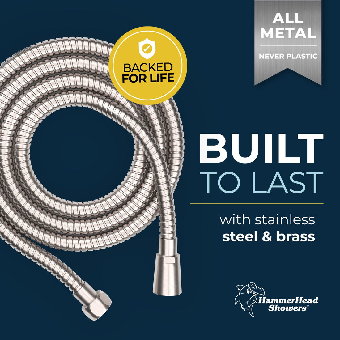 Built to Last Shower Hose Attachment for Shower Head 72 Inch Brushed Nickel  - The Shower Head Store