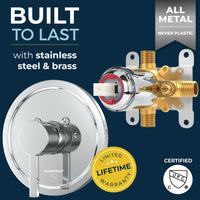 Built to Last with Stainless Steel and Brass cUPC Certified - All Metal 1-Handle Tub and Shower Valve with Trim Kit Chrome - The Shower Head Store