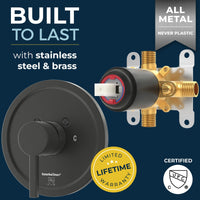 Built to Last with Stainless Steel and Brass cUPC Certified - All Metal 1-Handle Tub and Shower Valve with Trim Kit Matte Black - The Shower Head Store