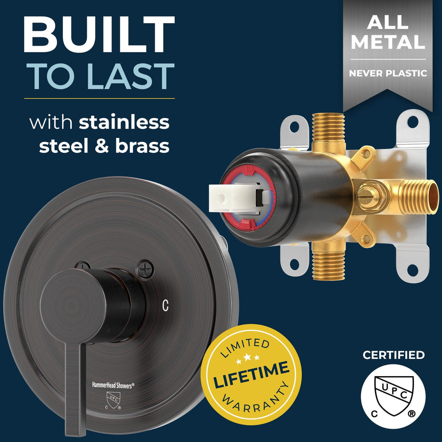 Built to Last with Stainless Steel and Brass cUPC Certified - All Metal 1-Handle Tub and Shower Valve with Trim Kit Oil Rubbed Bronze - The Shower Head Store
