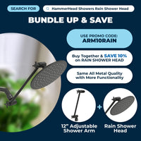 (Buy More & Save) 12 Inch Adjustable Shower Arm Extension Pipe Raise or Lower Shower Head Cross-Sell To Rain Shower Head 12 Inch / Matte Black - The Shower Head Store