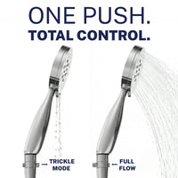 One Push Trickle Valve Installed to Handheld Shower Head Chrome - The Shower Head Store