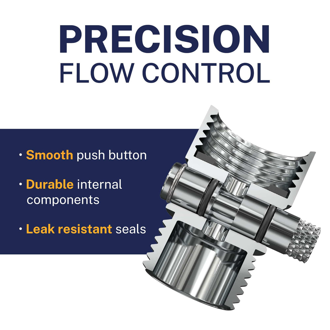 Flow Control Trickle Valve Installed to Handheld Shower Head Chrome - The Shower Head Store