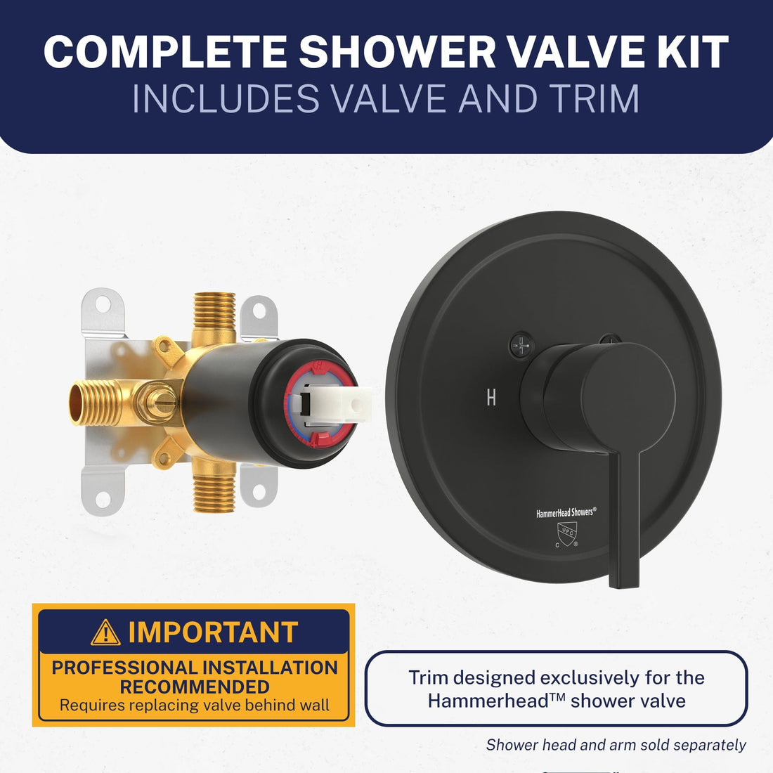 Exclusively Designed Single-Handle Shower Valve and Trim Kit Matte Black / 2.5 - The Shower Head Store