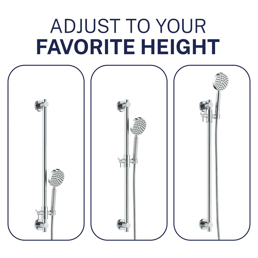 Favorite Height ALL Metal Shower Slide Bar with Hand Held Shower Head & Hose Chrome / 2.5 GPM Chrome / 1.75 GPM - The Shower Head Store