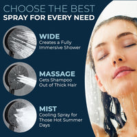 Switch Between Wide Mist and Massage 3-Spray Dual Shower Head Matte Black / 2.5 - The Shower Head Store
