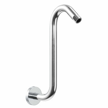Chrome - All Metal S Style High Rise Shower Arm and Flange with Set Screw - Wall Elbow Pipe and Cover Plate to Raise Showerhead Height - Universal Replacement Part for Showerheads - The Shower Head Store