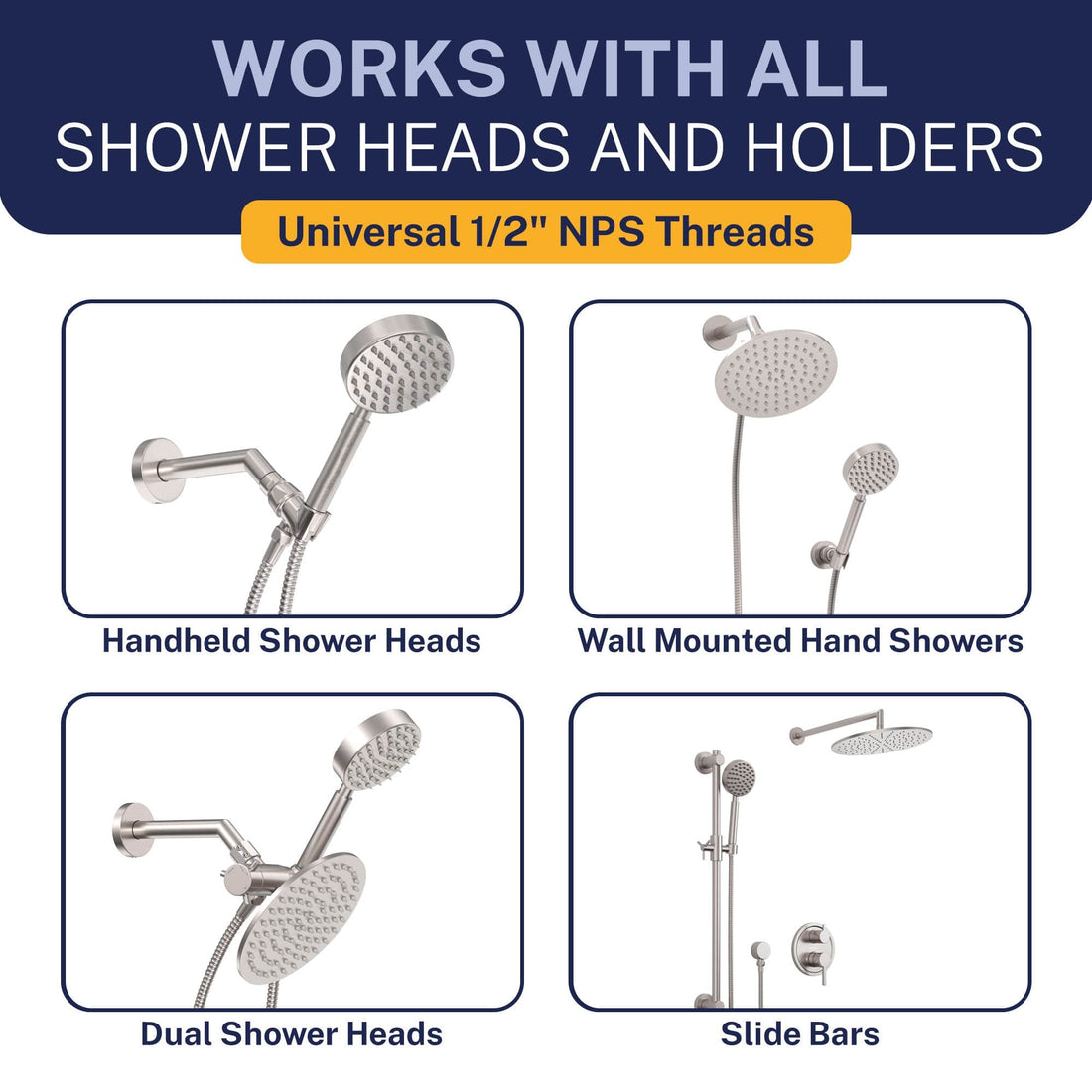 Compatibility 72-Inch Shower Hose Main Image (Brushed Nickel) - The Shower Head Store
