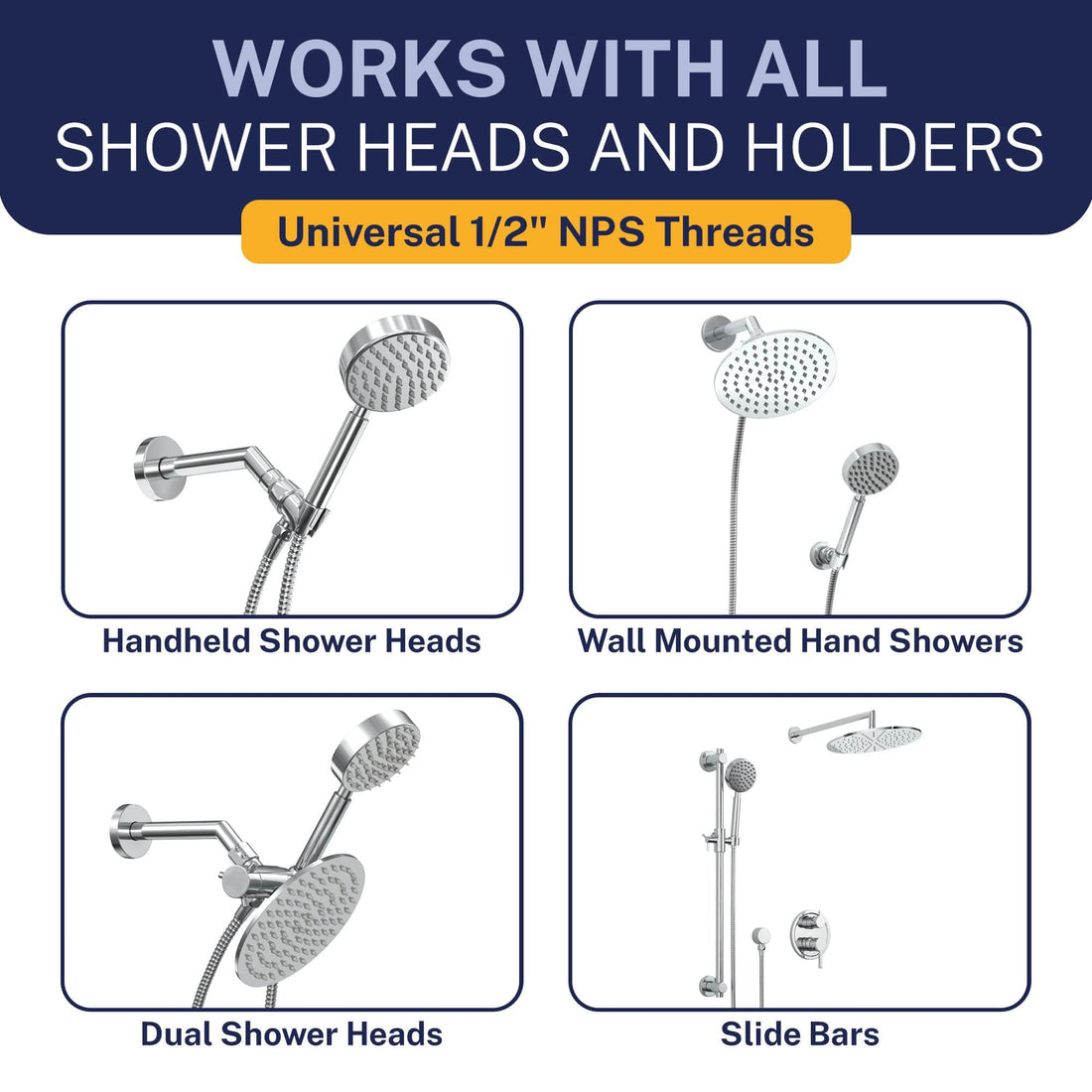 Compatibility 72-Inch Shower Hose Main Image (Chrome) - The Shower Head Store