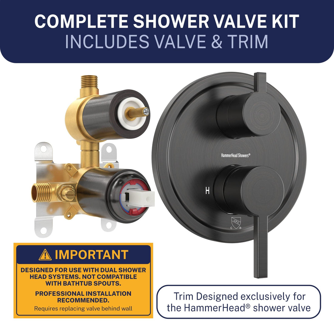 Volume and Temperature Control 2-Handle Valve and Trim Oil Rubbed Bronze  - The Shower Head Store