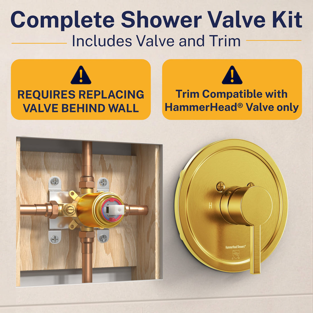 Complete Shower Valve and Trim 1-Handle Tub & Shower System with 3-Spray Handheld Shower Head Brushed Gold / 2.5 GPM Brushed Gold / 1.75 GPM - The Shower Head Store