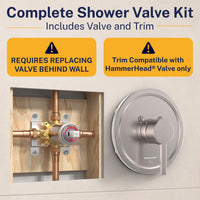 Complete Shower Valve and Trim 1-Handle Tub & Shower System with 3-Spray Handheld Shower Head Brushed Nickel / 2.5 GPM Brushed Nickel / 1.75 GPM - The Shower Head Store