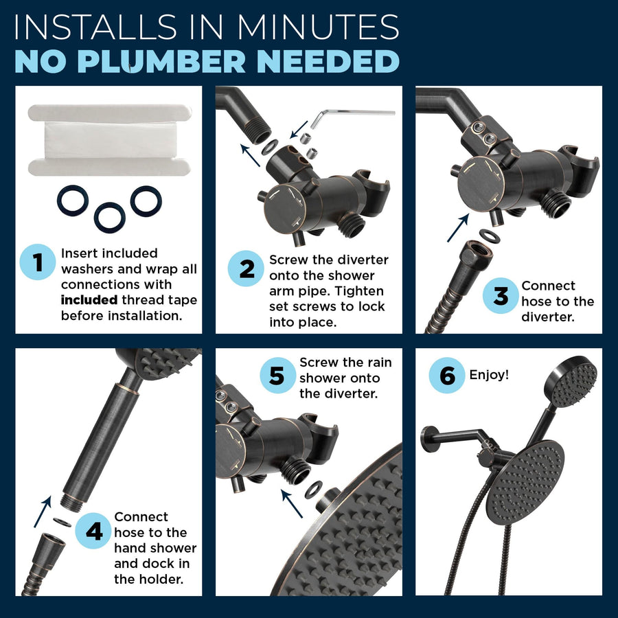 (DIY Easy Installation) Quick and Easy Shower Head Installation for Leak Free Seal Oil Rubbed Bronze - The Shower Head Store